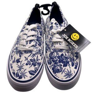 NWT VTG Joe Boxer Women’s Blue Floral Print Lace-Up Canvas Sneakers Shoes Size 9